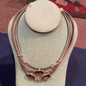 Leather cord necklace with beautiful crystals